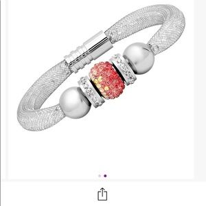 Pink Simulated Diamond Beaded Bracelet